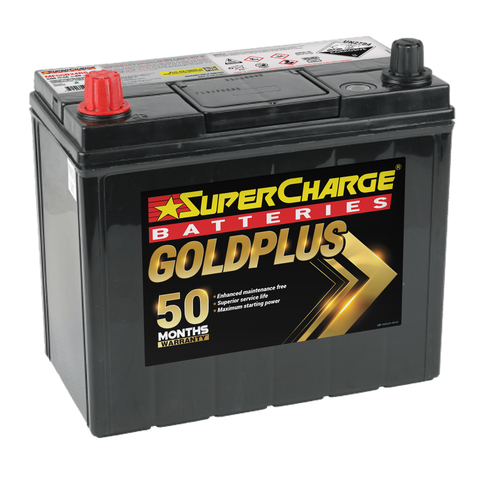 SUPERCHARGE MF55B24RS GOLDPLUS 500 CCA 50 MONTH WARRANTY BATTERY.