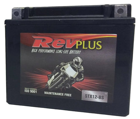 REVPLUS STX12-BS Motorcycle Battery (Maintenance Free) | STX12-BS/ EBX12-BS/ YTX12-BS /12BS/ PTX12-BS/ M3RH2S/ M4RH2S/ CTX12-BS