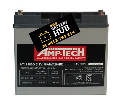 AMPTECH AT12180D AGM DEEP CYCLE 18AH 12 MONTH WARRANTY BATTERY