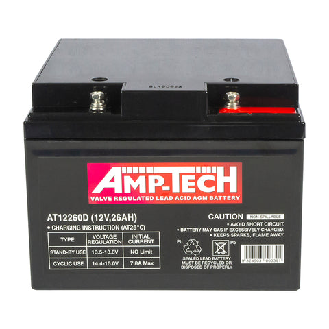 SUPERCHARGE AT12260D AMPTECH-DEEP CYCLE 12 MONTH WARRANTY BATTERY.