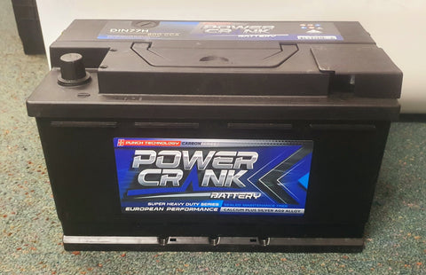 POWER CRANK DIN 77H CARBON SERIES 12V 800 CCA 2 YEARS WARRANTY BATTERY.