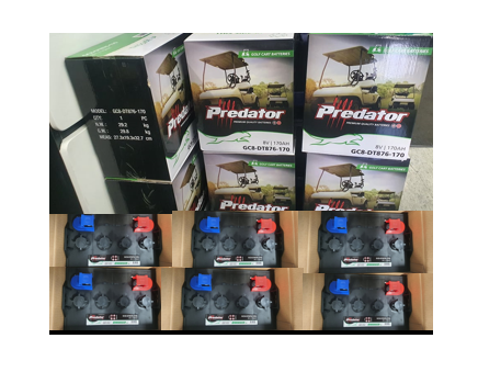 PREDATOR GC8 DT876-170 (T875) SET OF 6 INDUSTRIAL DEEP CYCLE 12 MONTH WARRANTY BATTERY.