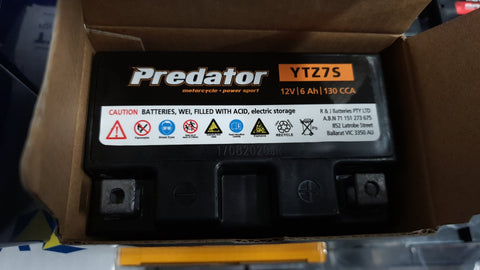 Predator YTZ7S Maintenance Free AGM 1 YEAR WARRANTY Motorcycle Battery .