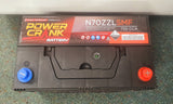 POWER CRANK N70ZZL SMF PUNCH TECHNOLOGY CARBON SERIES 12V 750CCA 2 YEARS WARRANTY BATTERY.