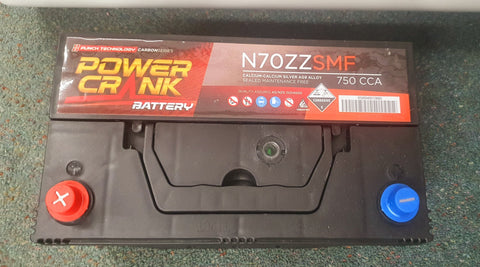 POWER CRANK N70ZZ SMF PUNCH TECHNOLOGY CARBON SERIES 12V 750CCA 2 YEARS WARRANTY BATTERY.