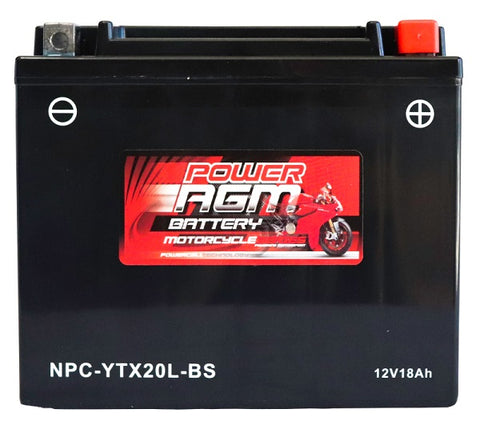 Power AGM NPC- YTX20L-BS Motorcycle Battery Maintenance Free 1 YEAR WARRANTY