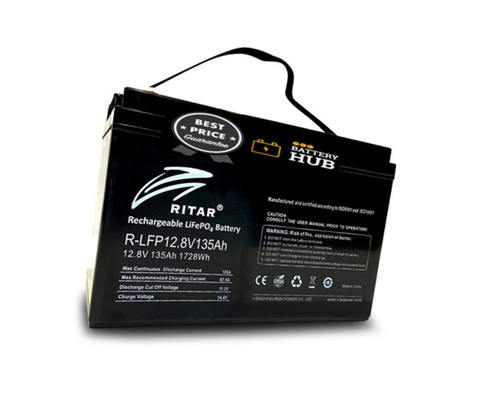 RITAR RECHARGEABLE R-LFP12.8V135AH 1728WH LITHIUM LIFEPO4 BATTERY.