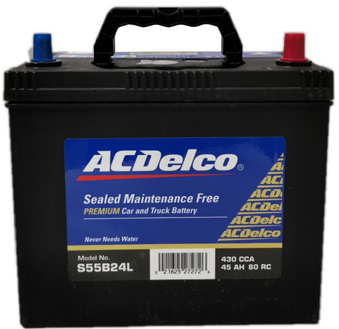 AC Delco Premium S55B24L Maintenance Free 430 CCA 3 Year Warranty Battery.