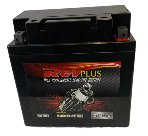 REVPLUS ST16CL-S FACTORY ACTIVATED VRLA 12 MONTH WARRANTY MOTORCYCLE BATTERY.