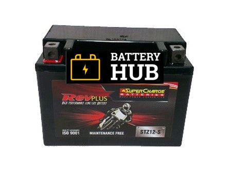 SUPERCHARGE STZ12-S REVPLUS 12 MONTH WARRANTY MOTORCYCLE AGM BATTERY.