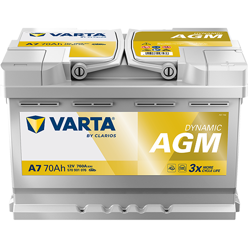 VARTA E39 AGMバッテリー 12V 70Ah 760A Varta A7 (E39) Dynamic AGM xEV 70Ah 12V 760CCA Car Battery (Type