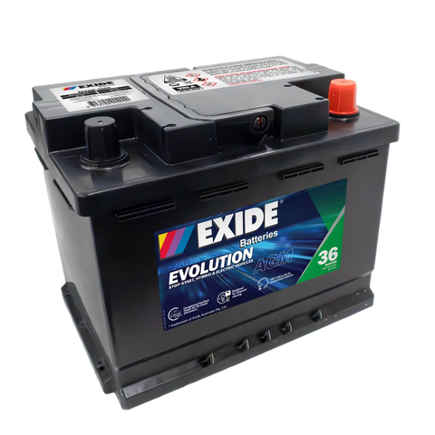 EXIDE EVOLUTION SSAGM55EU 36 MONTH WARRANTY AGM BATTERY .