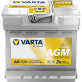 Varta Dynamic AGM Start/Stop A9 / 550 901 054 / 12V 540CCA(EN) 50AH VARTA AGM xEV SLVR DYNAMIC DIN44H SAE 0 207MM X 175MM X 190MM Battery