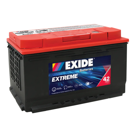 EXIDE EXTREME XDIN77HMF S58014 DIN75LHMF 42 MONTH WARRANTY PASSENGER BATTERY.