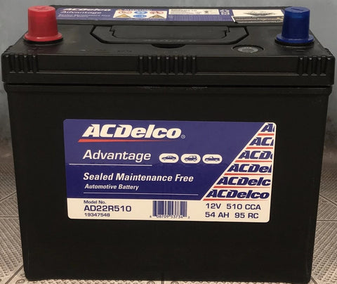 AC Delco Advantage AD22R510 Maintenance Free 510 CCA 2 Year Warranty Battery.