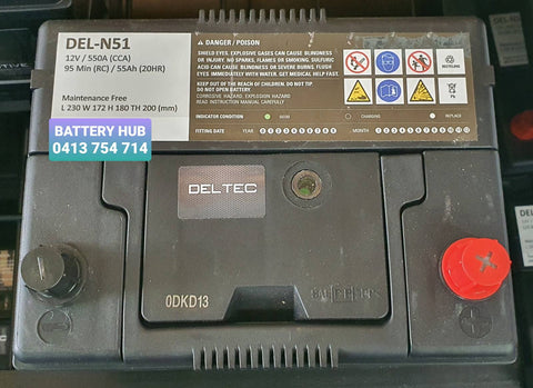 DELTEC N51 550 CCA MAINTENANCE FREE 55AH MODERN TECHNOLOGY BATTERY