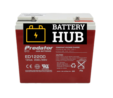 PREDATOR ED12200 DEEP CYCLE 12 MONTH WARRANTY ELECTRIC VEHICLE BATTERY.