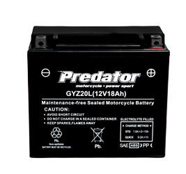 PREDATOR 12V GYZ20L / SIX20L SEALED MOTORCYCLE BATTERY,1YEAR WARRANTY