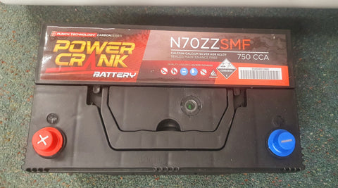 POWER CRANK N70ZZ SMF PUNCH TECHNOLOGY CARBON SERIES 12V 750CCA 2 YEARS WARRANTY BATTERY.