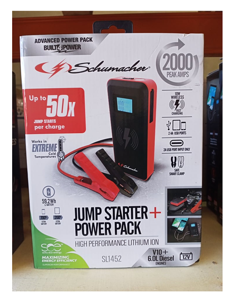 Schumacher SL1452 Lithium Jump Starter and Power Pack With 12