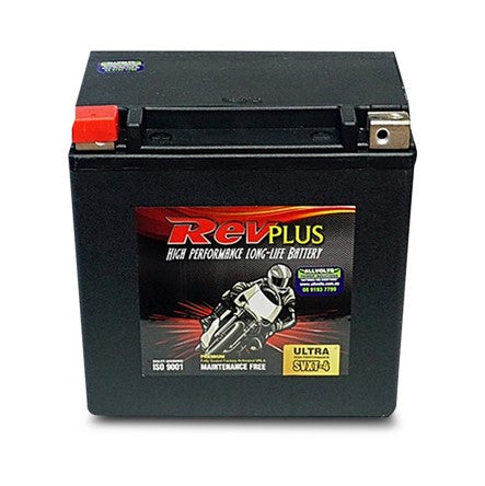 REVPLUS SVXT-4 PREMIUM FULLY SEALED 12 MONTH WARRANTY MOTORCYCLE BATTERY.