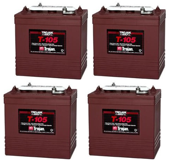 TROJAN DEEP CYCLE T-105 GOLF BUGGY 6V 225AH BATTERIES BUNDEL PACK OF 4 .