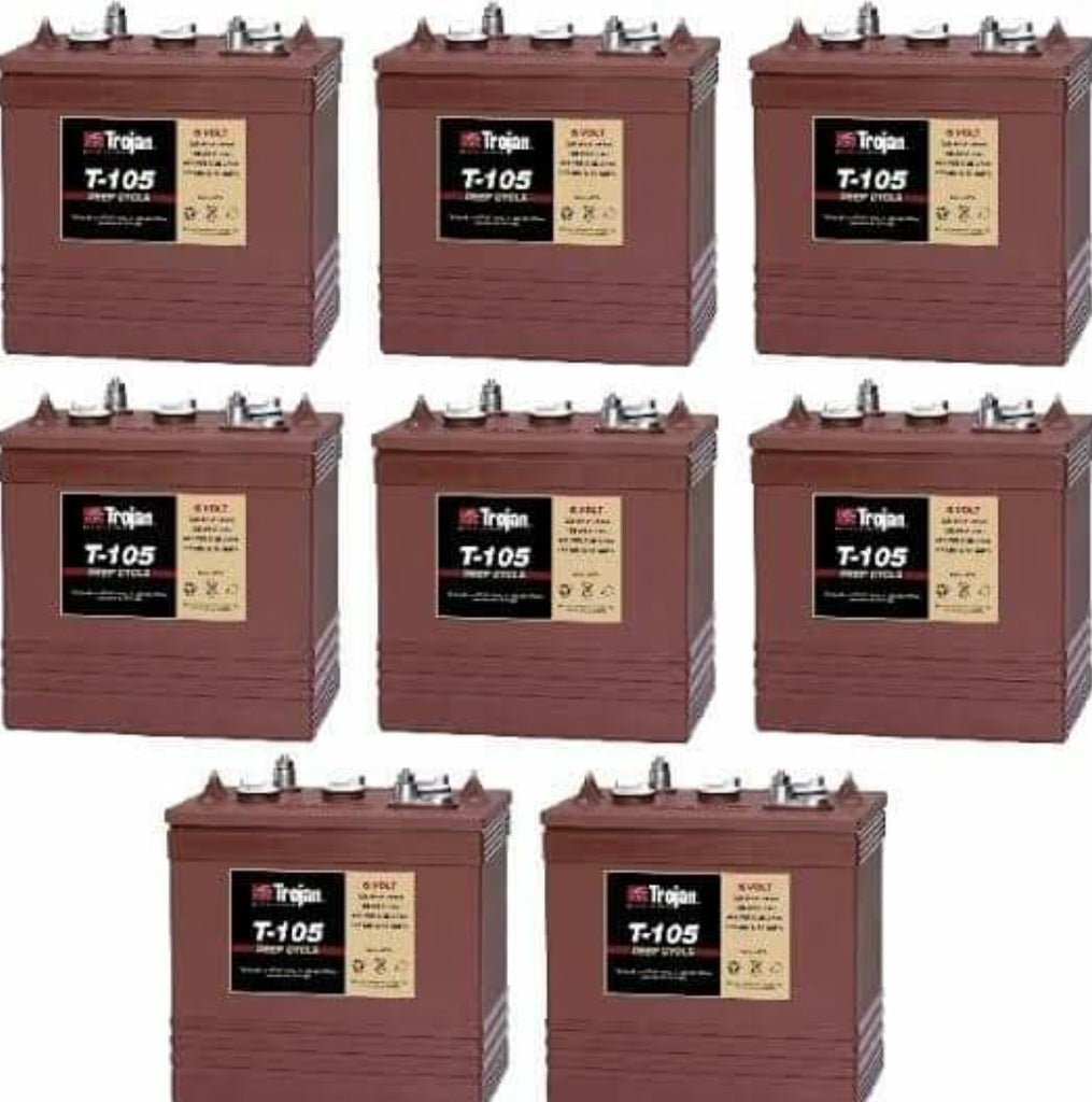 T105 TROJAN DEEP CYCLE T-105 SIGNATURE SERIES 12V 1000AH FLOODED 8 UNIT BAT ...