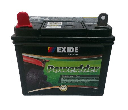 EXIDE POWERIDER U1RMF LAWN & GARDEN 12 MONTH WARRANTY BATTERY.