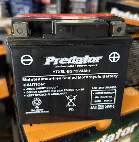 PREDATOR YTX5L-BS 12 MONTH WARRANTY MOTORCYCLE BATTERY